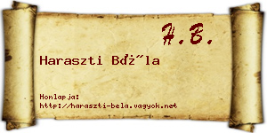 Haraszti Béla névjegykártya